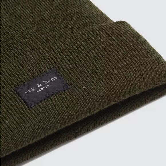 rag & bone Addison Merino Wool Beanie Olive NWT $ 95.00 - Picture 8 of 8